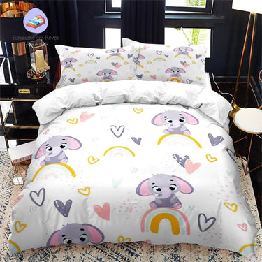 Housse de Couette Éléphant Arc en Ciel